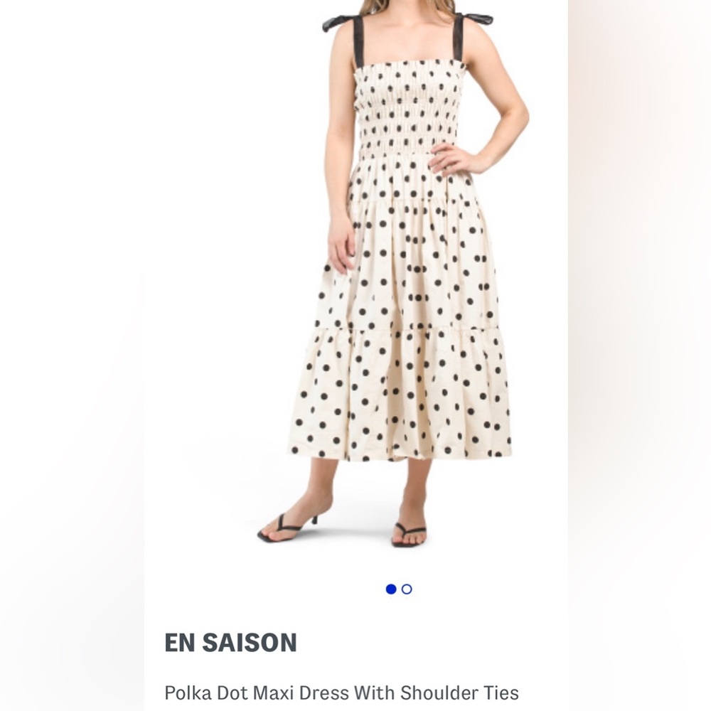 En Saison Black and Cream Polka Dot A-Line Dress